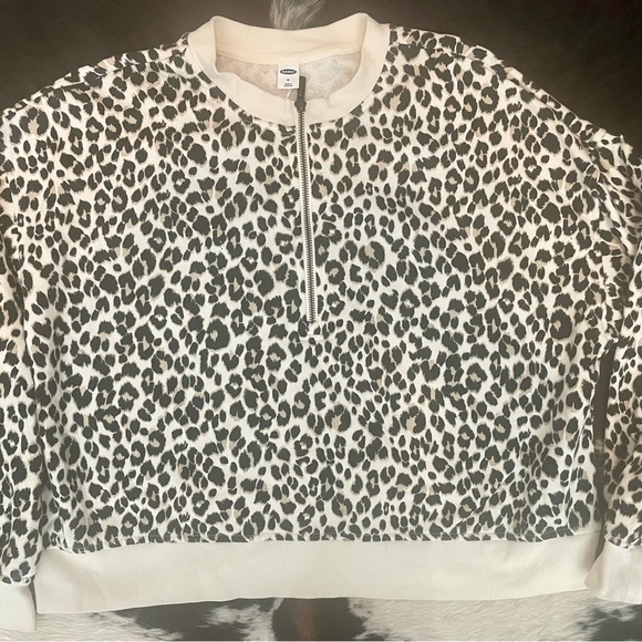 Old Navy Sweaters - Leopard Print Half-Zip Sweater